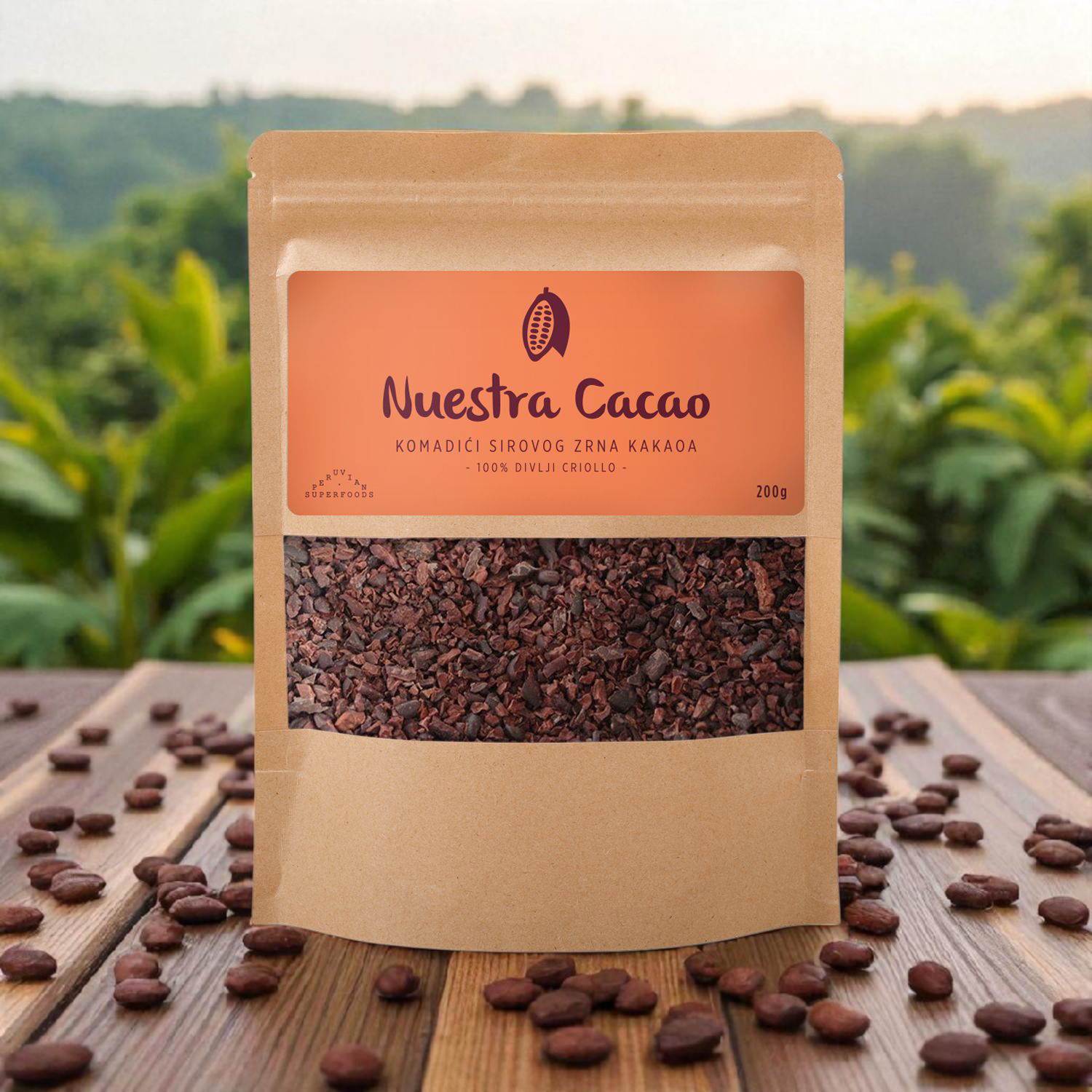 Nuestra Cacao - Sirovo Lomljeno Zrno Divljeg Kakaa 200g